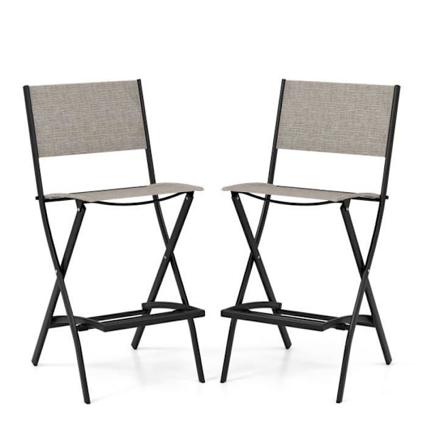 COSTWAY Set med 2 textilen barstolar - hopfällbar design, halkskydd, fotstöd - last 150 kg - kaffe