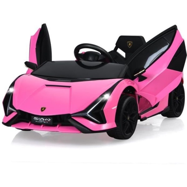 Lamborghini SIAN elbil 12V/4,5 Ah för barn 3-8 år, 2,4G fjärrkontroll, 2 motorer, MP3, USB, TF, Radio, Story Pink Rosa