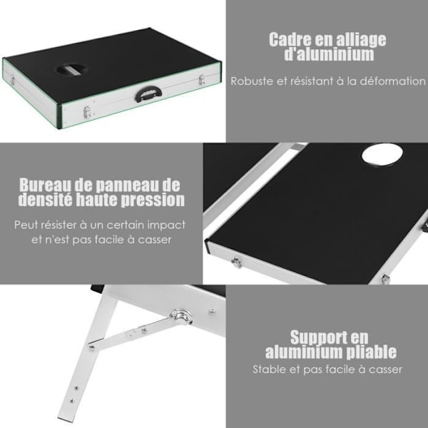 COSTWAY Classic puinen Cornhole Board Setti alumiiniseosta sivukahvalla 8 hiekkasäkkiä 2 alustaa Svart
