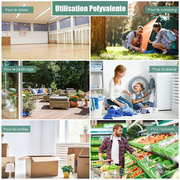 COSTWAY Foldbar markedsvogn - 4 hjul - 2 kurve (48L + 10L), Stål - Maks. belastning: 20 KG - Indkøbsvogn-sølv Pengar