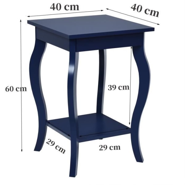 COSTWAY Set med 2 sidobord, 2-vånings soffbord med halkfria fötter för sovrum, vardagsrum, 40 x 40 x 60 cm, blå