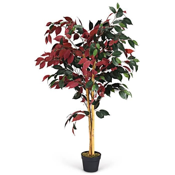 Keinotekoinen viikunapuu rehevillä lehdillä - COSTWAY - K 120cm - Deco. Sisä- ja ulkopuoli Grönt och rött