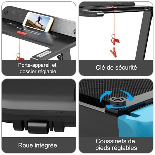 COSTWAY hopfällbart löpband APP Kontroll 0,96-12 km/h Bluetooth 12-program LED-display och stöd för marina enheter