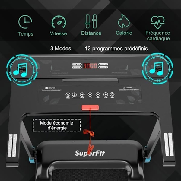 COSTWAY hopfällbart löpband APP Kontroll 0,96-12 km/h Bluetooth 12-program LED-display och stöd för marina enheter
