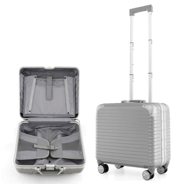COSTWAY 16-tums handbagage på hjul med TSA-lås, med justerbart handtag, flygplansresor, silver