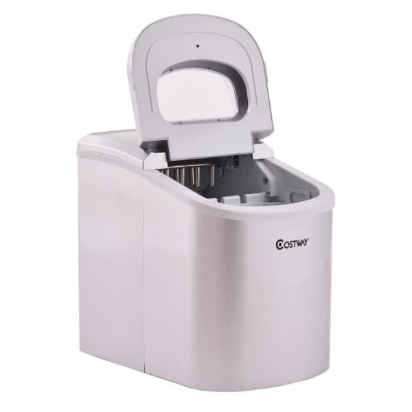 COSTWAY Ice Maker 2,2 L tank med 2 isstørrelser, 9 Gals pr. 6-13 minutter, 24,2 x 35,8 x 32,8 cm til hjemmet, kontoret, caféen