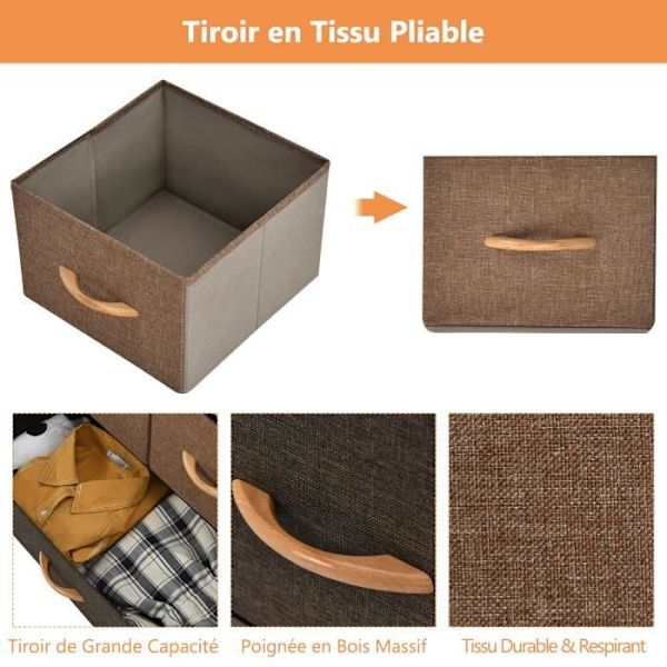 COSTWAY byrå med 7 tyglådor Förvaringsenhet 80 x 29 x 79 cm (L x B x H) Robust stålram kastanj