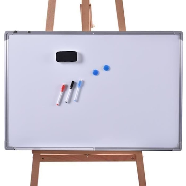 COSTWAY Magnetisk Hvidt Tavle 70x50 cm Tør-erase Overflade med Aluminiumramme, 2 Magneter, 3 Penne og Tør-erase Suddere