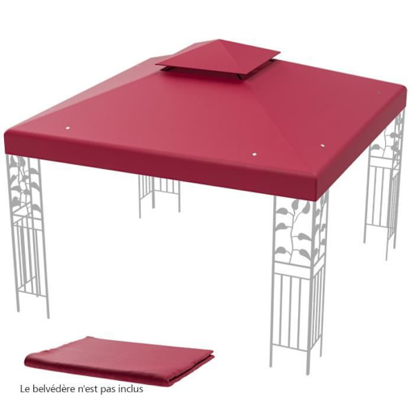 COSTWAY Ersättningspaviljongduk 3x3m Polyester Dubbla Canvas Dräneringshål Krok- och öglefästen Vinröd