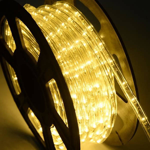 COSTWAY 20M Udendørs Lysrør LED Stringlys Julepynt med 720 lamper og strømadapter Beige