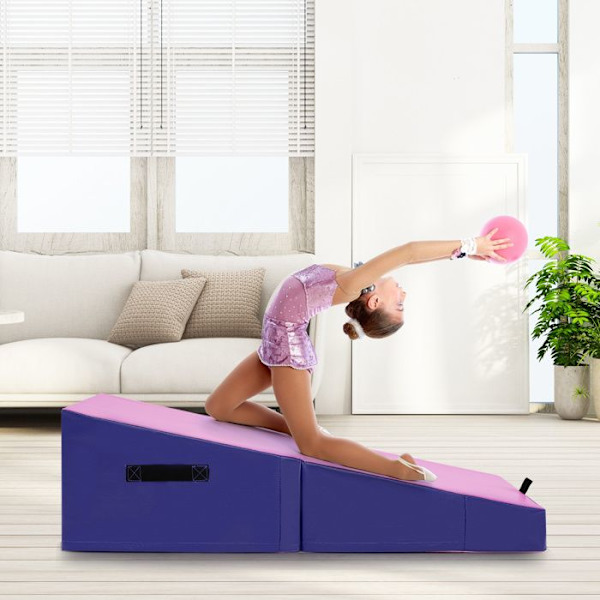 COSTWAY Incline Gymnastikmåtte - 120 x 60 x 35 cm - Foldbar retvinklet - EPE-skum og skridsikkert PVC-læder - Bærehåndtag