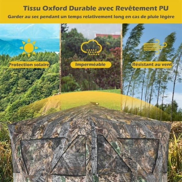 COSTWAY 3 Person Pop Up Jagt Telt Hub System 3 Aftagelige Mesh vinduer med Camouflage bæretaske