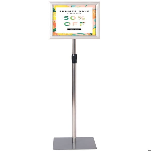 COSTWAY Ståplakatstativ A4 Justerbart 73,5-118 cm i Rustfrit Stål Sølv
