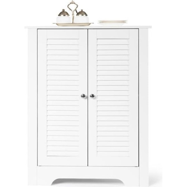 COSTWAY Hjørnegarderobe, Opbevaringsenhed 63x32x81,5 cm, 2 lukkedøre og justerbar hylde, til stue, soveværelse, kontor, hvid Vit