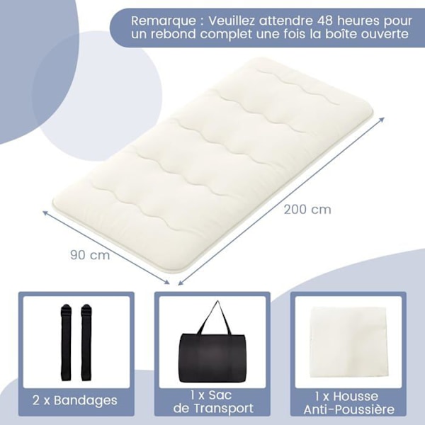 COSTWAY Japanilainen futonpatja 90x200cm - Irrotettava päällinen, Taitettava lattiapatja - Koti, Matkailuauto, Asuntola - Beige Beige