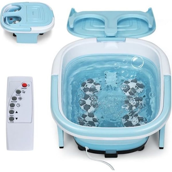 COSTWAY Fällbart Thalasso Balneoterapi fotbad med fjärrkontroll 10-60min Timer 36-48℃ med bubbelmassage, vibration