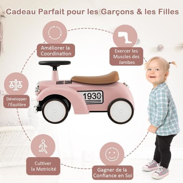 COSTWAY Ride-on för barn, ratt med horn, förvaring under sätet, EVA-hjul, Baby Walker pedagogisk leksak 18-36 månader, rosa Rosa