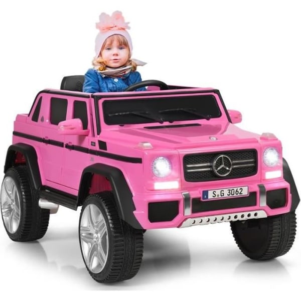 COSTWAY 12V elbil för barn Benz G650-S med LED-lampor, AUX-port, föräldrafjärrkontroll 3-8 år rosa