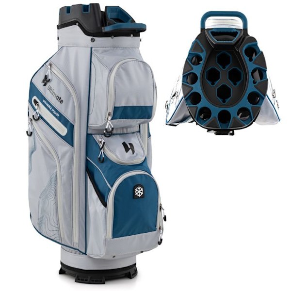 COSTWAY Golf Tas med Stativ - 14 Rum, Lynlåse 11 Lommer Termisk Taske Polstret Remme Håndtag Lys Grå