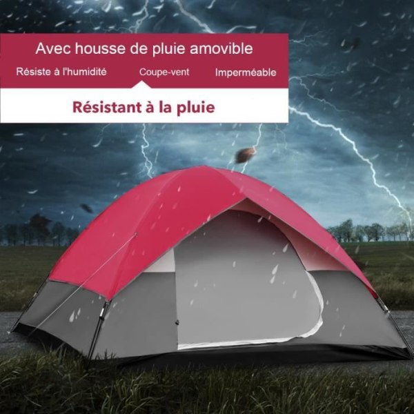 COSTWAY 6-personers campingtält 300x300x165cm Vattentät dubbeltakkupolsidor Anti-UV-tyg, fönster och dörr för picknick