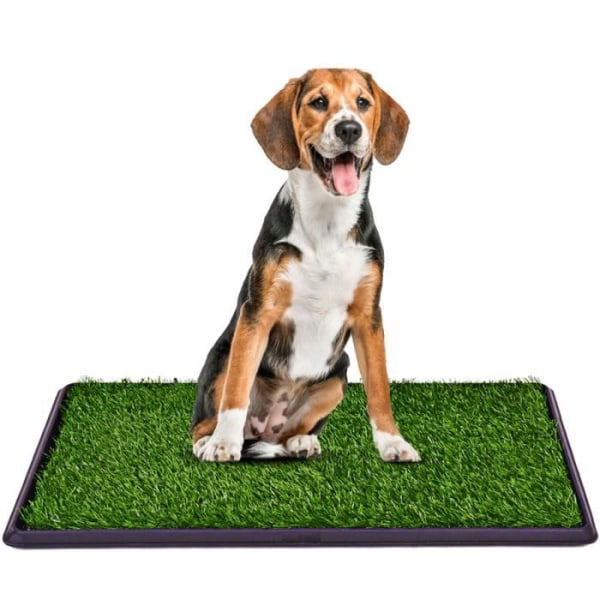 COSTWAY bärbar hundtoalett 51 x 76 CM med konstgräs, inhemsk kattlåda inomhus gräsmatta