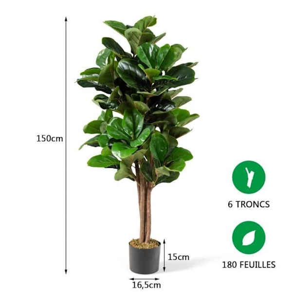COSTWAY konstgjord växt 120 CM, Dia.15 CM, 118 PEVA-blad, PP dekorationskruka, lätt att rengöra, för hem, kontor