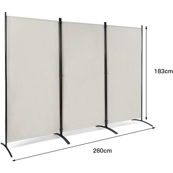 Fritstående skærm - COSTWAY - 3 foldbare paneler - Rumskillevæg Protect Private - Hvid