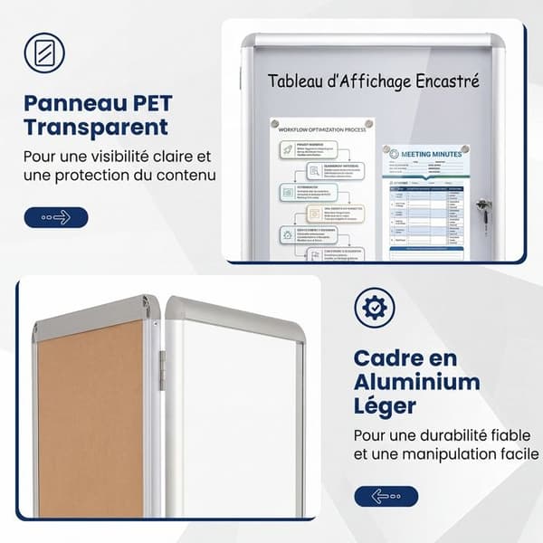 COSTWAY Väggmonterad Glasdisplay Låsbart Aluminiumram Silver 66x51cm Magnetisk Whiteboard för Kontor Hem