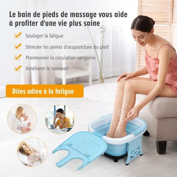 COSTWAY Foldbart Thalasso Balneoterapi fodbad med fjernbetjening 10-60min Timer 36-48? med boblemassage, vibration