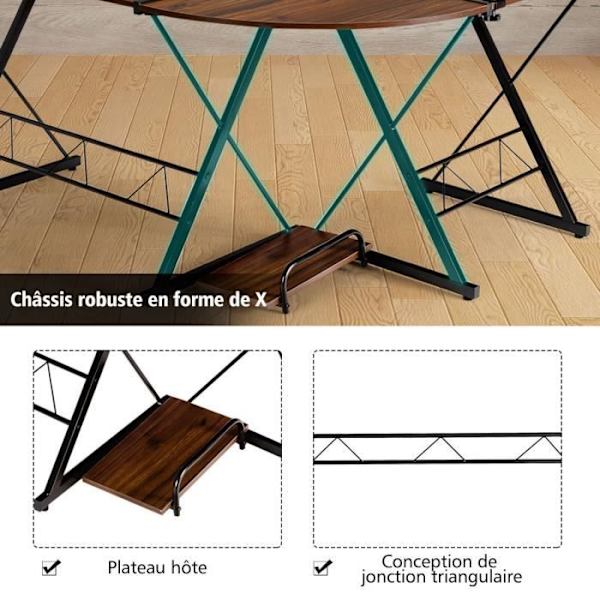 COSTWAY Hjørneskrivebord - 147 x 112 x 79 CM - Justerbart til 2 lige skriveborde Stort bord til 2 personer Brun