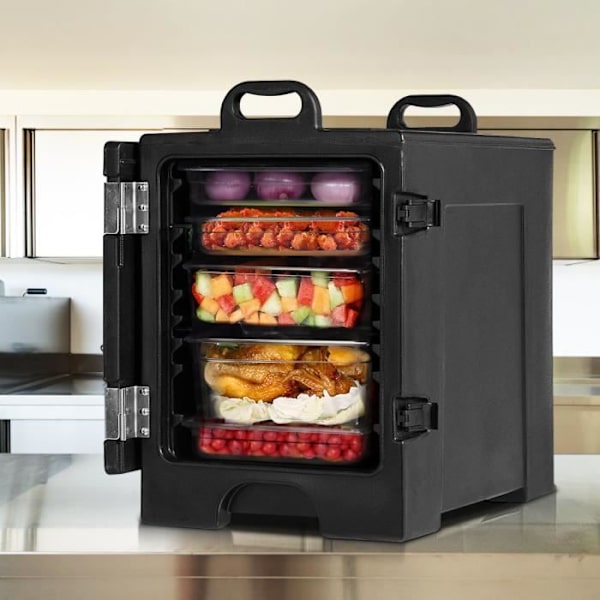 COSTWAY Isolerad behållare 77L Bärbar polyetenbehållare - Mattransport av 5 rätter - Matsalar, restauranger - Svart Svart