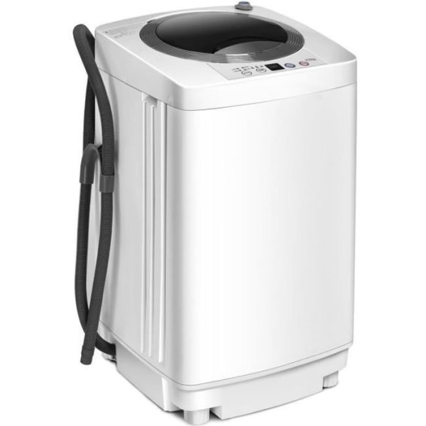 COSTWAY Tvättmaskin Mini Automatisk Tvättmaskin 240 W Tvättkapacitet 3,5 kg med uttorkningsfunktion 43×43×75cm