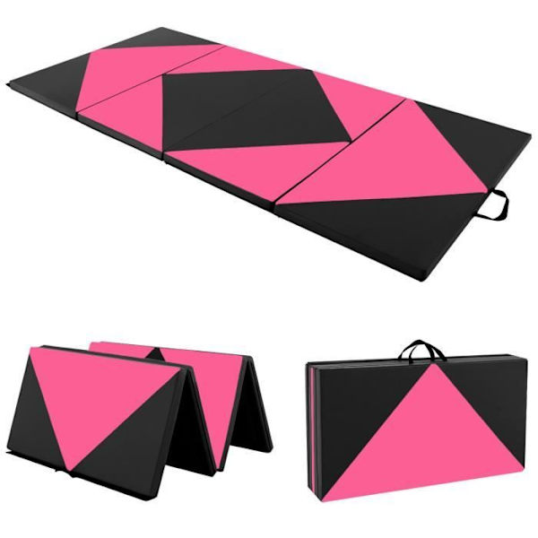 COSTWAY kokoontaittuva voimistelumatto 240 x 117 x 5 cm 4-kerroksinen irrotettava PU-nahkapäällinen koukku- ja silmukkakiinnikkeillä lattiamatto
