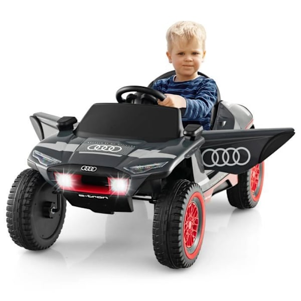 COSTWAY 12V Audi lasten sähköauto - 2,4G kaukosäädin - LED & Music & Story - 2 moottoria, 3-6,5 km/h, 3+ vuotta Svart