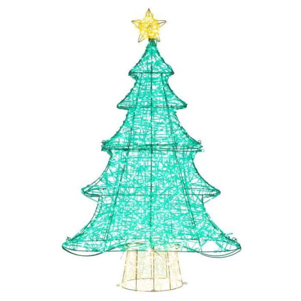 COSTWAY 49" förupplyst konstgjord julgran med 520 LED-lampor och stjärntopp, upplyst dekoration för trädgård, trädgård