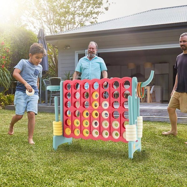 COSTWAY Power Game 4 Giant-Basket-ringkastning 42 stycken-snabbspak-BPA-fri-Familjespel-Blå