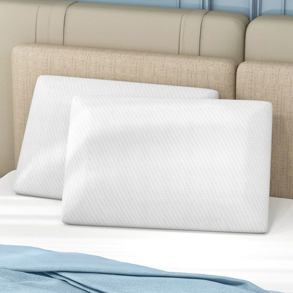COSTWAY Set med 2 Memory Foam-kuddar, svalkande 3D Cutout-kuddar, avtagbar och tvättbar kudde, standardstorlek Vit