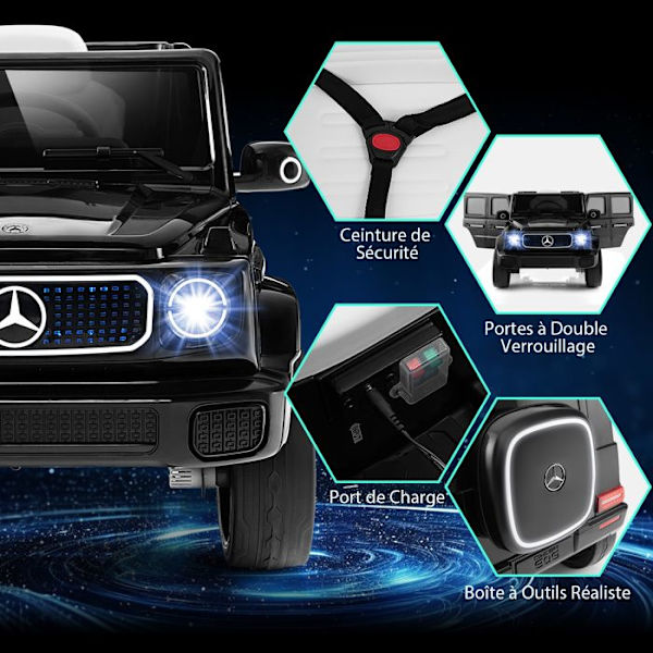 Mercedes-Benz elbil til børn - COSTWAY, 4-hjulstræk, fjernbetjening, LED-lys, musik og horn, 3-8 år, sort