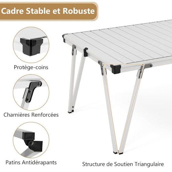 COSTWAY Sammenklappeligt Havebord med Opbevaringspose, Vandtæt og Rullebord, Aluminiumstruktur, Belastning 80 kg, Sølv Pengar