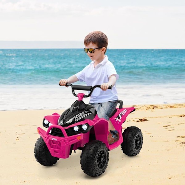COSTWAY Elektrisk Quad til børn 12V7Ah, LED, musik, horn, brede hjul, til børn 3 til 8 år, 96 x 58 x 70 cm, Pink