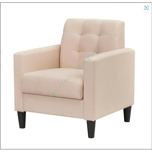 COSTWAY Sammetsklädd enkelsidestol Tuftad rygg och armstöd, för vardagsrum, sovrum, kontor 69x68x79,5 cm Beige