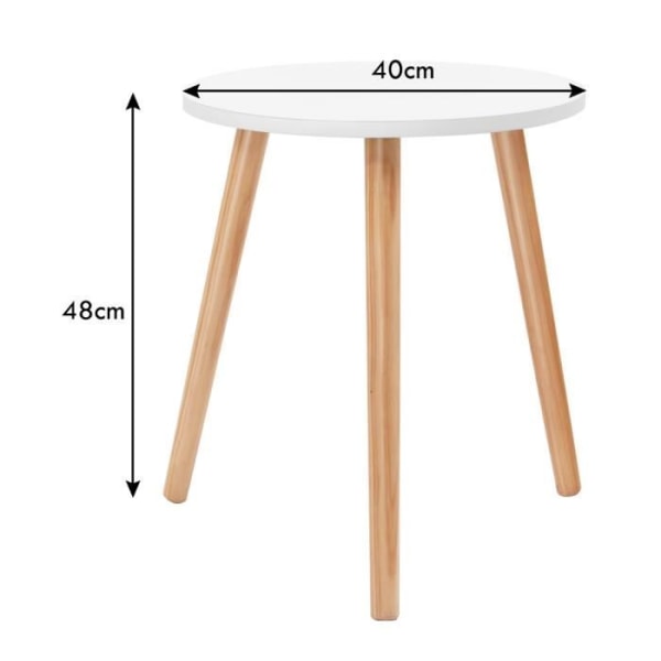 COSTWAY Runda soffbord i modern skandinavisk stil i MDF och furu Dim. Ø40 x 48H Vit för vardagsrum, sovrum och balkong Vit