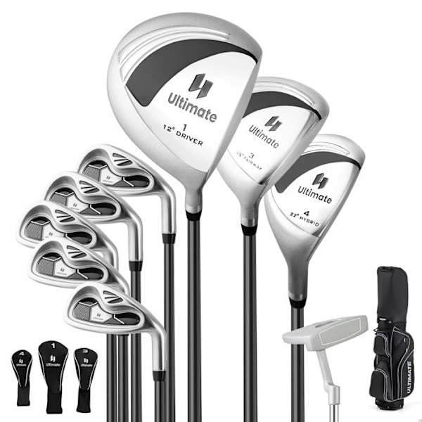 COSTWAY Golf Tas Stativ til Kvinder, 9-delt Golfklubsæt med Bærbar Caddy-taske, 3 Sorte Covers