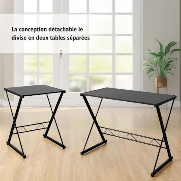 COSTWAY Hörnskrivbord - 147 x 112 x 79 CM - Justerbart till 2 raka skrivbord Stort bord för 2 personer Svart Svart