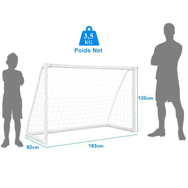 COSTWAY lasten jalkapallomaali ulkona 183 x 80 x 118,5 cm PVC-rakenne puutarhaan/harjoitteluun, 18 pidikettä ja 6 maapalloa