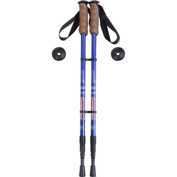 COSTWAY Walking Stick Anti-Shock vandringsstav i aluminium med 3 justerbara längder 65-135 cm Blå