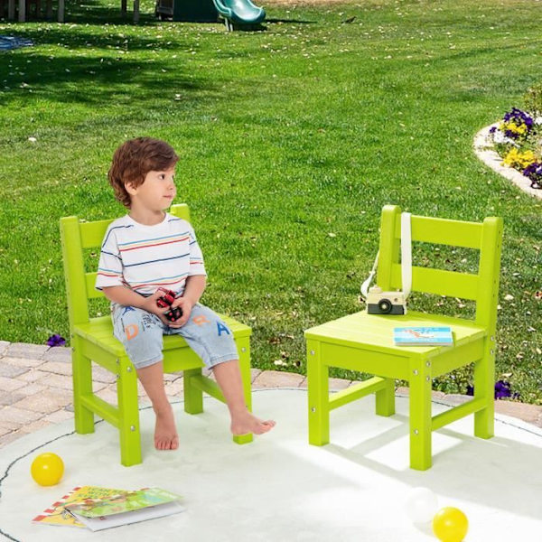 COSTWAY Sæt med 2 PE plast børnestole - 34 x 33 x 57 cm (L x B x H) Grøn Grön