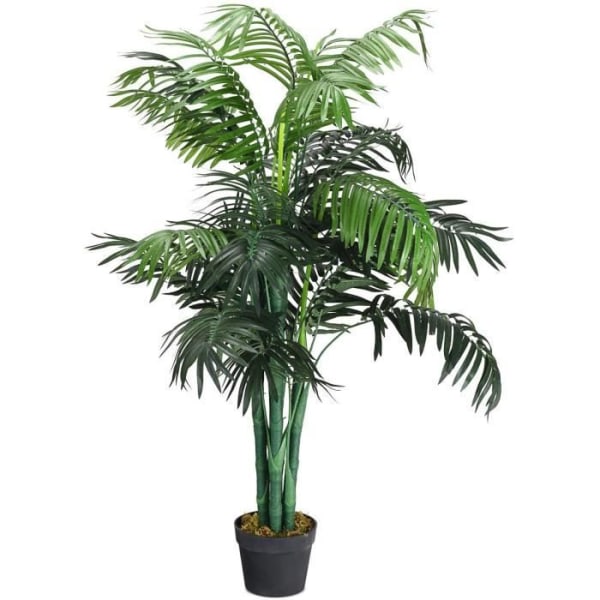COSTWAY Artificiell Areca Palm Konstgjorda växter-H 110 cm-Dekoration. Inomhus / utomhus med grön kruka