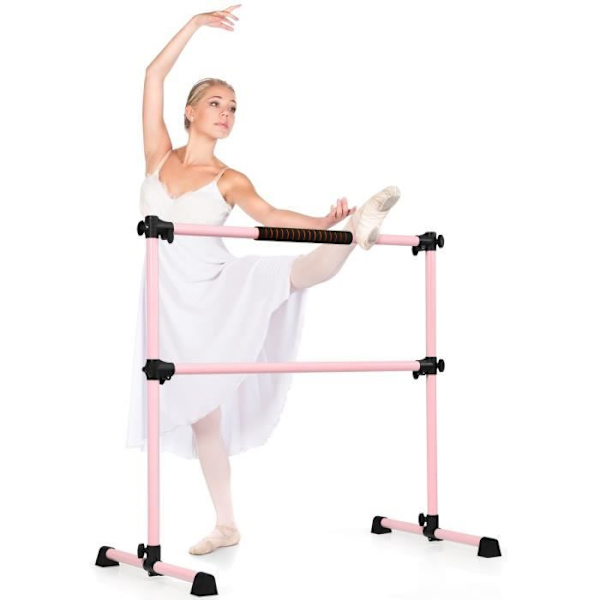 COSTWAY dubbel balettstång justerbar höjd 20-119 cm med svamp roterande basbelastning 50 kg för gym/dragkraft