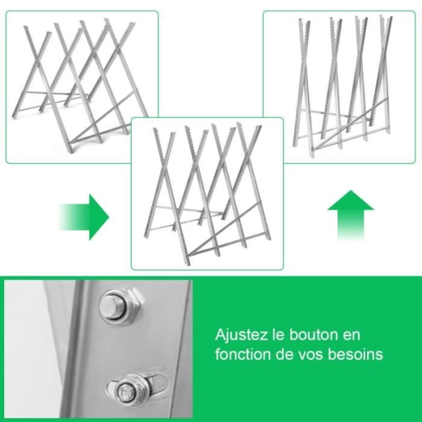 COSTWAY Folding Savhorse Rustfast stål 4 togbeslag med kærvede savtænder Vægtkapacitet 100 kg